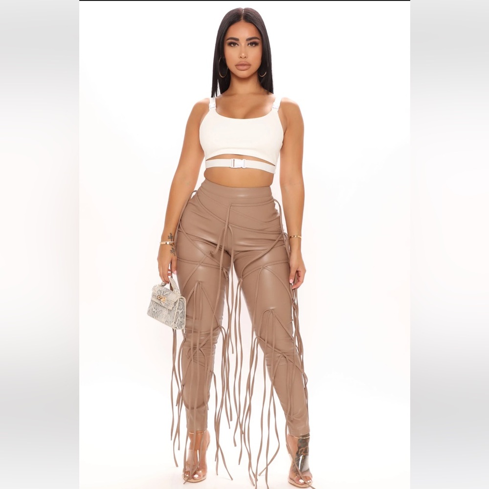 Nude Faux Leather Pants
